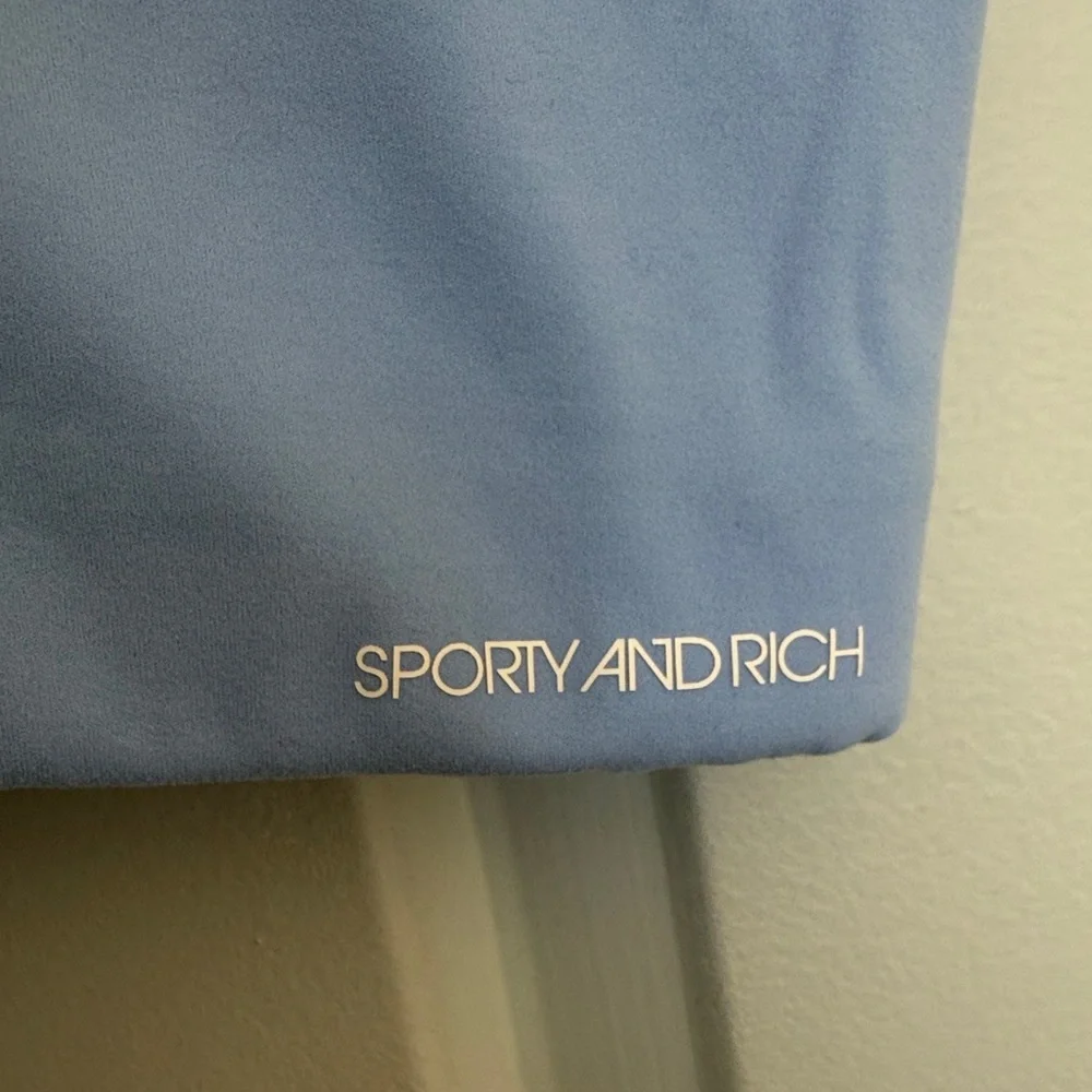 Sporty & Rich Serif Logo Sports Bra - Small - Light Blue - Picture 4 of 7